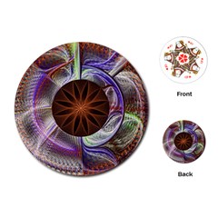 Background Image With Hidden Fractal Flower Playing Cards (round)  by Simbadda