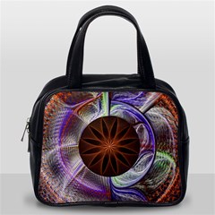 Background Image With Hidden Fractal Flower Classic Handbags (one Side)