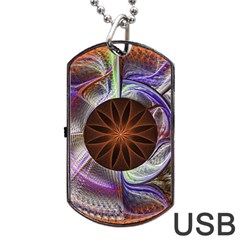 Background Image With Hidden Fractal Flower Dog Tag Usb Flash (two Sides) by Simbadda