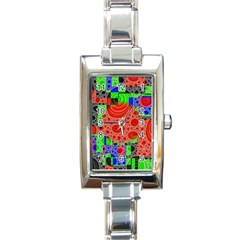 Background With Fractal Digital Cubist Drawing Rectangle Italian Charm Watch by Simbadda