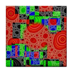 Background With Fractal Digital Cubist Drawing Tile Coasters by Simbadda