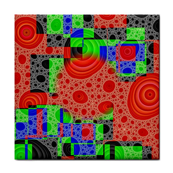 Background With Fractal Digital Cubist Drawing Tile Coasters