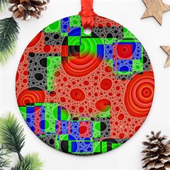 Background With Fractal Digital Cubist Drawing Ornament (round) by Simbadda