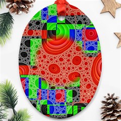 Background With Fractal Digital Cubist Drawing Ornament (oval) by Simbadda