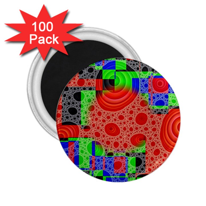 Background With Fractal Digital Cubist Drawing 2.25  Magnets (100 pack) 