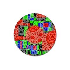 Background With Fractal Digital Cubist Drawing Magnet 3  (round) by Simbadda