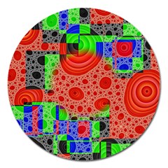 Background With Fractal Digital Cubist Drawing Magnet 5  (round) by Simbadda