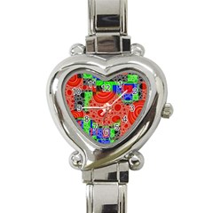 Background With Fractal Digital Cubist Drawing Heart Italian Charm Watch by Simbadda