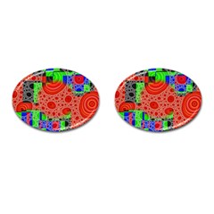 Background With Fractal Digital Cubist Drawing Cufflinks (oval) by Simbadda