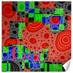 Background With Fractal Digital Cubist Drawing Canvas 12  X 12   by Simbadda