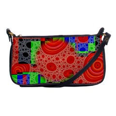 Background With Fractal Digital Cubist Drawing Shoulder Clutch Bags by Simbadda