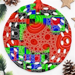 Background With Fractal Digital Cubist Drawing Ornament (round Filigree) by Simbadda