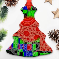 Background With Fractal Digital Cubist Drawing Ornament (christmas Tree)  by Simbadda