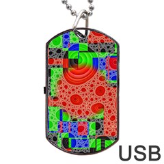 Background With Fractal Digital Cubist Drawing Dog Tag Usb Flash (one Side)