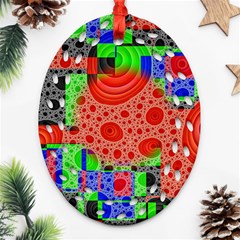 Background With Fractal Digital Cubist Drawing Oval Filigree Ornament (two Sides) by Simbadda