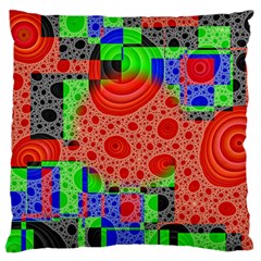 Background With Fractal Digital Cubist Drawing Large Cushion Case (one Side) by Simbadda