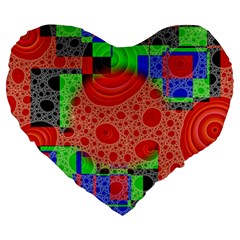 Background With Fractal Digital Cubist Drawing Large 19  Premium Heart Shape Cushions by Simbadda