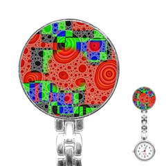 Background With Fractal Digital Cubist Drawing Stainless Steel Nurses Watch by Simbadda