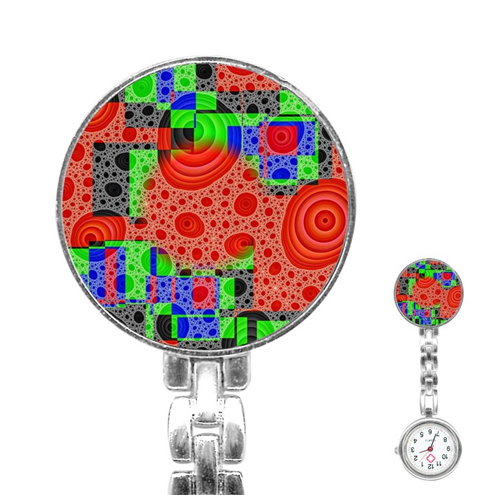 Background With Fractal Digital Cubist Drawing Stainless Steel Nurses Watch