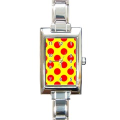 Polka Dot Red Yellow Rectangle Italian Charm Watch by Mariart