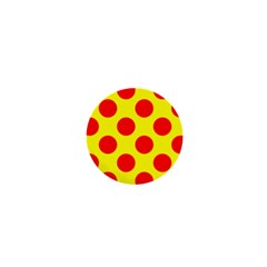 Polka Dot Red Yellow 1  Mini Magnets by Mariart