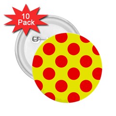 Polka Dot Red Yellow 2 25  Buttons (10 Pack)  by Mariart