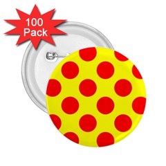 Polka Dot Red Yellow 2 25  Buttons (100 Pack) 