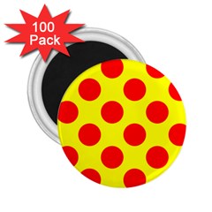 Polka Dot Red Yellow 2 25  Magnets (100 Pack)  by Mariart