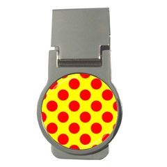 Polka Dot Red Yellow Money Clips (round)  by Mariart