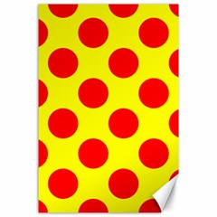 Polka Dot Red Yellow Canvas 24  X 36  by Mariart