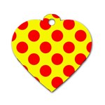 Polka Dot Red Yellow Dog Tag Heart (Two Sides) Front