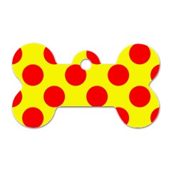 Polka Dot Red Yellow Dog Tag Bone (one Side) by Mariart