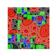 Background With Fractal Digital Cubist Drawing Small Satin Scarf (square) by Simbadda