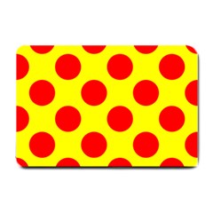 Polka Dot Red Yellow Small Doormat  by Mariart