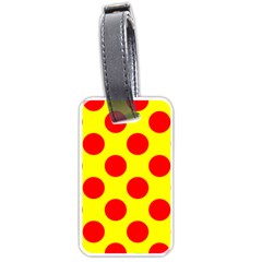 Polka Dot Red Yellow Luggage Tags (one Side)  by Mariart