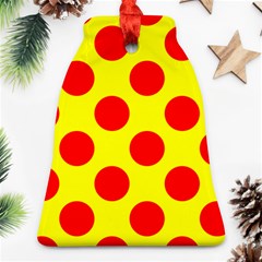 Polka Dot Red Yellow Bell Ornament (two Sides) by Mariart