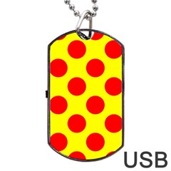 Polka Dot Red Yellow Dog Tag Usb Flash (one Side) by Mariart