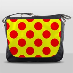 Polka Dot Red Yellow Messenger Bags by Mariart