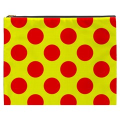 Polka Dot Red Yellow Cosmetic Bag (xxxl)  by Mariart