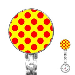 Polka Dot Red Yellow Stainless Steel Nurses Watch by Mariart