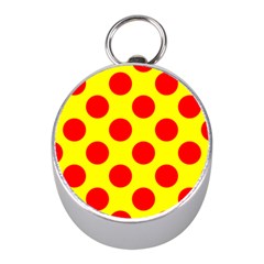 Polka Dot Red Yellow Mini Silver Compasses by Mariart