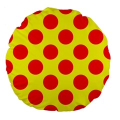 Polka Dot Red Yellow Large 18  Premium Flano Round Cushions by Mariart