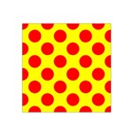 Polka Dot Red Yellow Satin Bandana Scarf Front