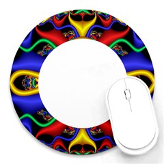 Symmetric Fractal Snake Frame Round Mousepads by Simbadda