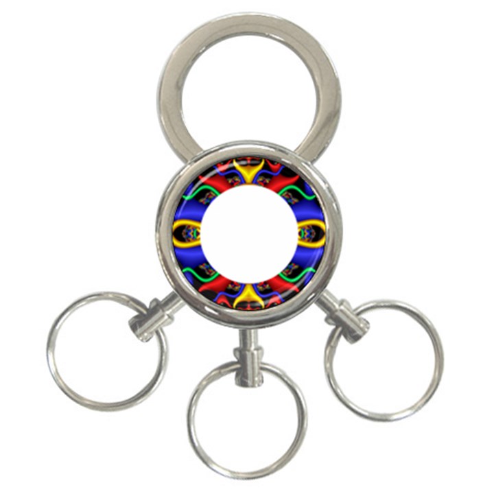 Symmetric Fractal Snake Frame 3-Ring Key Chains