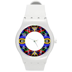 Symmetric Fractal Snake Frame Round Plastic Sport Watch (m) by Simbadda