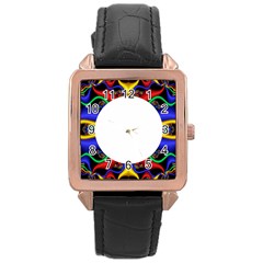 Symmetric Fractal Snake Frame Rose Gold Leather Watch  by Simbadda