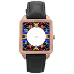 Symmetric Fractal Snake Frame Rose Gold Leather Watch  Front