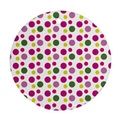 Polka Dot Purple Green Yellow Ornament (round) by Mariart