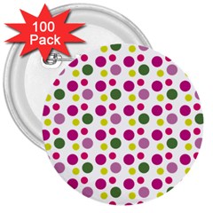 Polka Dot Purple Green Yellow 3  Buttons (100 Pack)  by Mariart